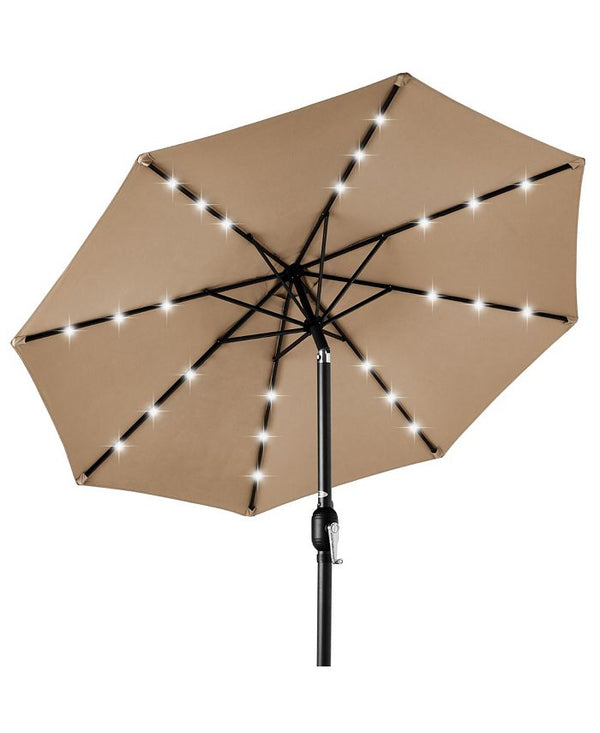 Best Choice Products 10ft Solar LED Lighted Patio Umbrella w/ Tilt Adjustment, UV-Resistant Fabric - Tan/Beige - 0 -L4-0373