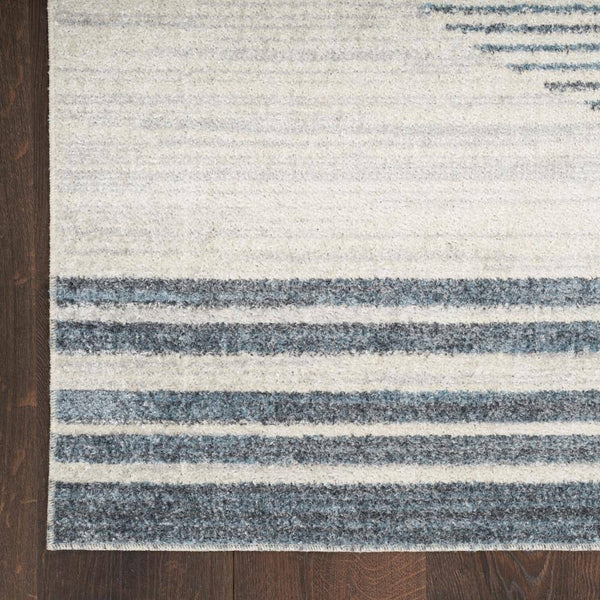 Astra Machine Washable Ivory Blue 8 ft. x 10 ft. Linear Contemporary Area Rug - E2 - 225