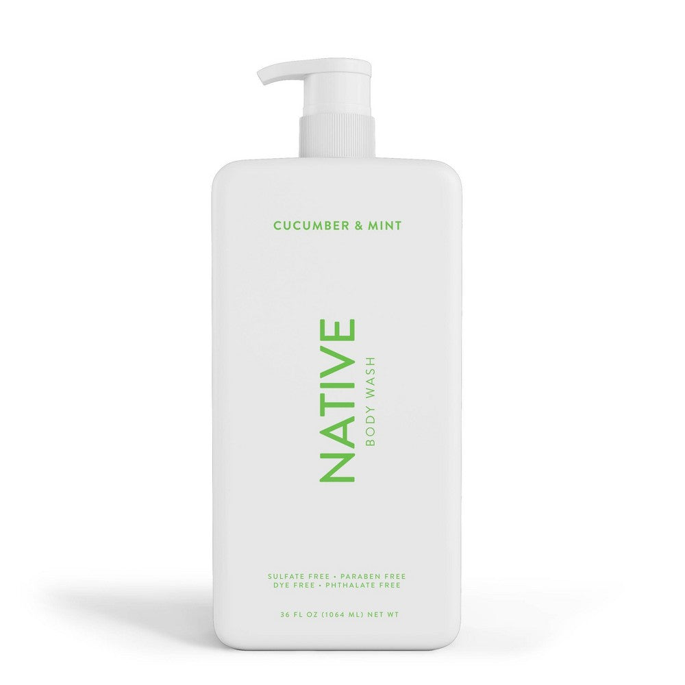 Native Body Wash for Women & Men - Cucumber & Mint - Sulfate Free with Pump - 36 Fl Oz - 654