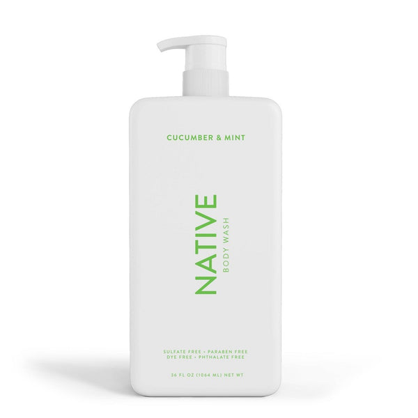 Native Body Wash for Women & Men - Cucumber & Mint - Sulfate Free with Pump - 36 Fl Oz - 654