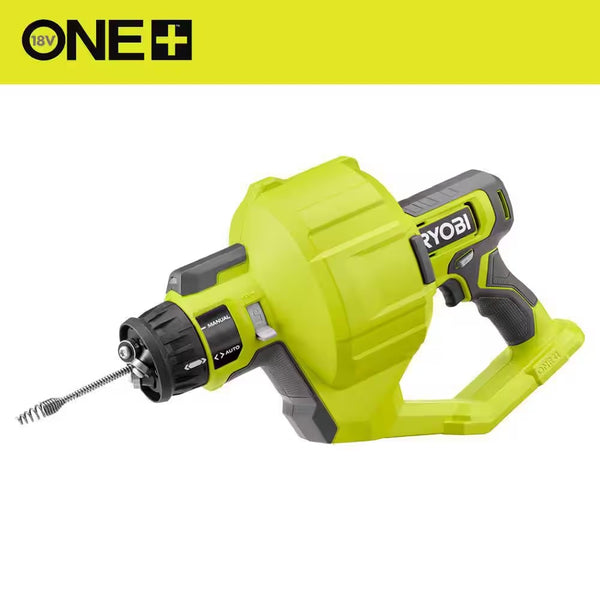 ONE+ 18V Cordless Drain Auger with 25 ft Cable, LED Light, Auto Feed/Retract, Cable Lock, Enclosed Drum (Tool Only) - 1398