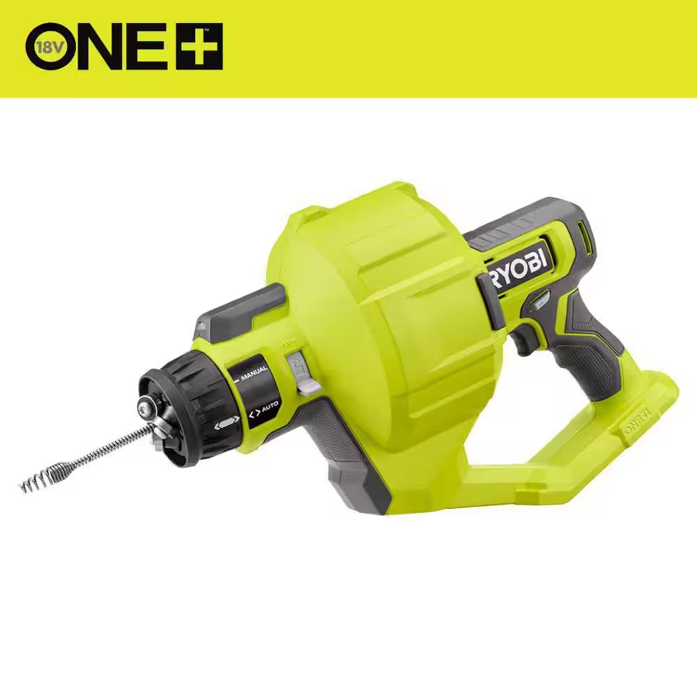ONE+ 18V Cordless Drain Auger with 25 ft Cable, LED Light, Auto Feed/Retract, Cable Lock, Enclosed Drum (Tool Only) - 1491