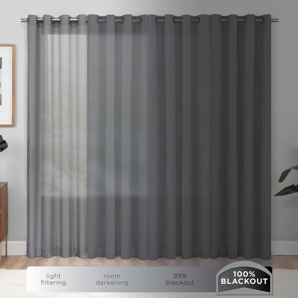 eclipse Kira Herringbone Absolute Zero 100% Blackout 1-Panel Window Curtain -C10-1271