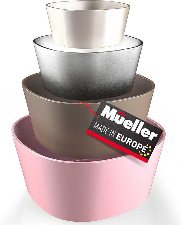 Mueller Mixing Bowls, 4-Piece Nesting Bowls Set, Food Prep Bowls, European Made, Microwave and Dishwasher Safe Mixing Bowl Set -J15-0668