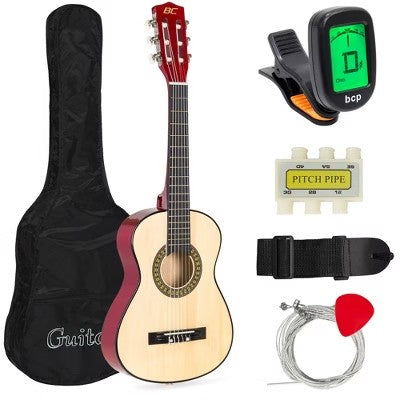 30in Kids Acoustic Guitar Beginner Starter Kit with Strap, Case, Strings 1671