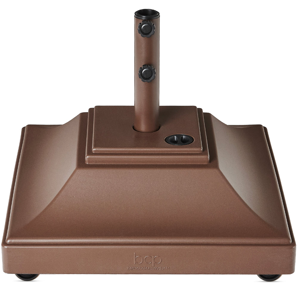 120 Lbs. Fillable Capacity HDPE Plastic Mobile Patio Umbrella Base in Brown M66