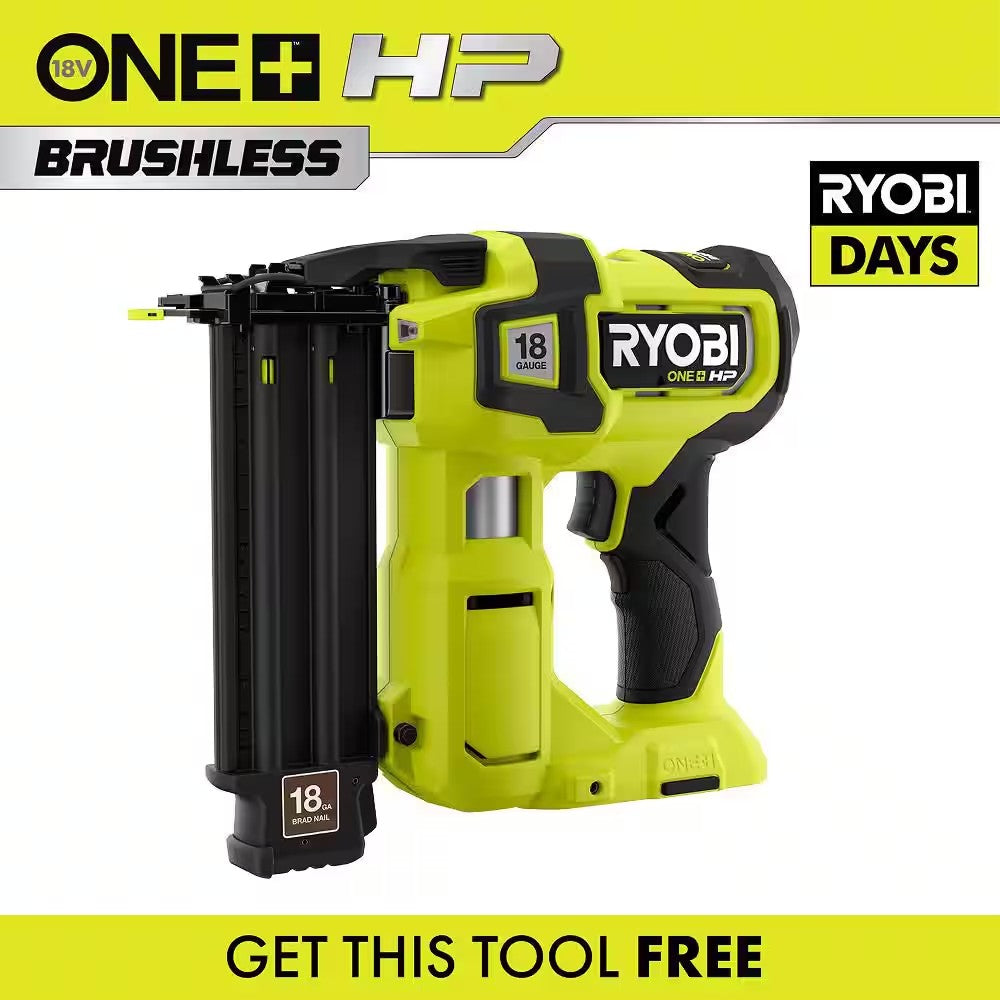 RYOBI ONE+ HP 18V 18-Gauge Brushless Cordless AirStrike Brad Nailer (Tool Only) - 1495
