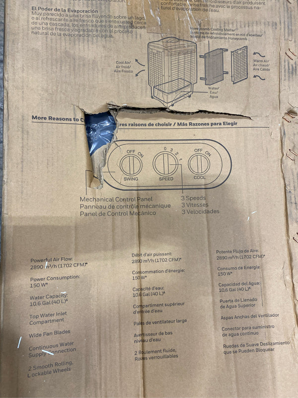 Untested - Honeywell 1062-CFM 3-Speed Indoor/Outdoor Portable Evaporative Cooler for 610-sq ft - H5 - 5