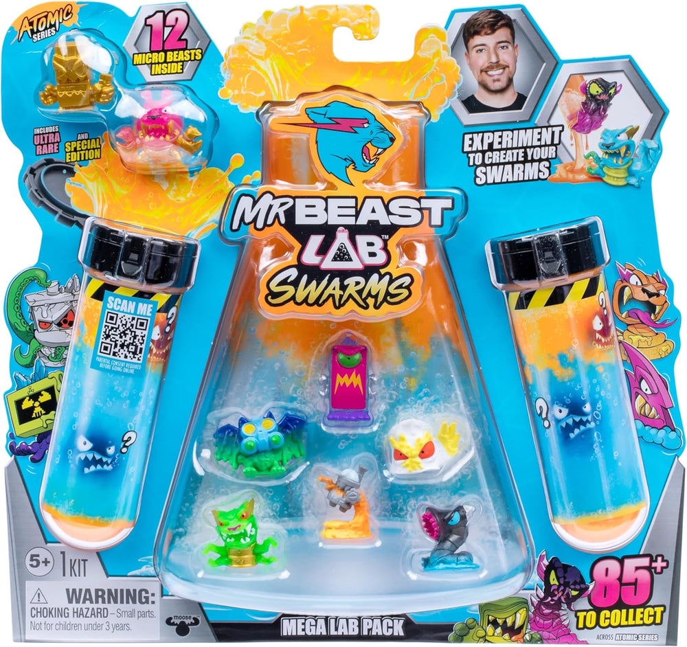 MrBeast Lab Swarms Series 2, Atomic Series 12 Pack   Crab Cat, Add Water, Shake the Test Tube and Reveal 2 of 12, 1-inch (2.5 cm) MrBeast Swarms Collectible Micro Beasts. 85+ to Collect! 1456