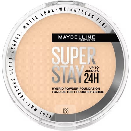 Maybelline Super Stay Matte 24HR Hybrid Pressed Powder Foundation - 128- 0.21 oz: Noncomedogenic, Buildable Coverage, Suitable for All Skin Types -B8-0552