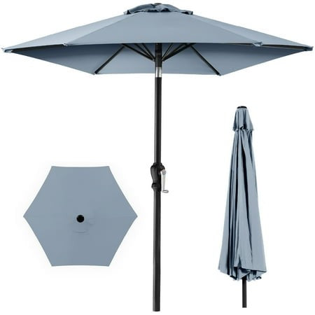 Outdoor Steel Market Patio Umbrella Decoration W/ Tilt, Crank Lift - 10ft - Breeze Blue - 291