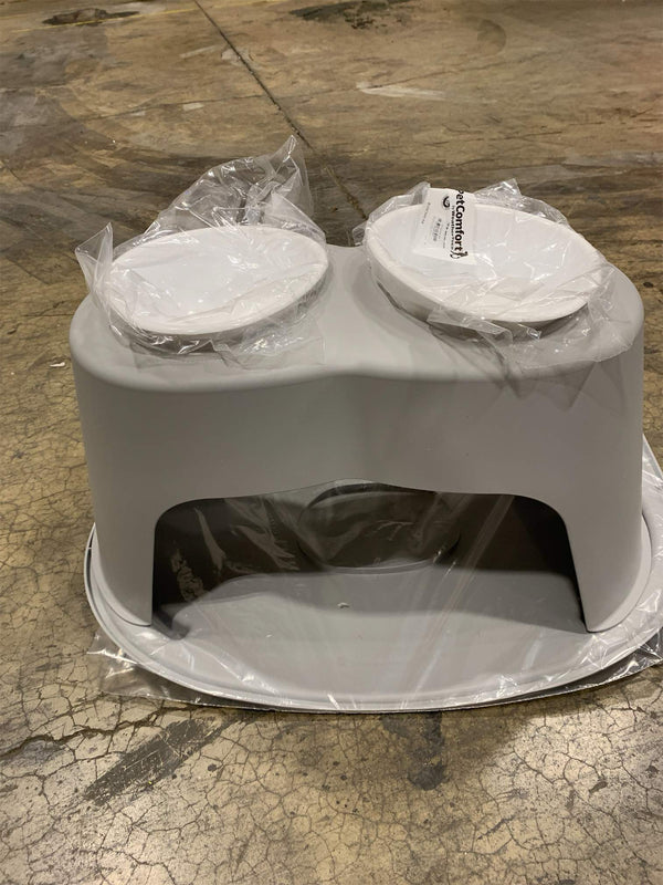 WeatherTech Double High Pet Feeding System w/Plastic Dog/Cat Bowls - 10" High Stand Light Grey (PDHC6410LGLG) -M5-0645