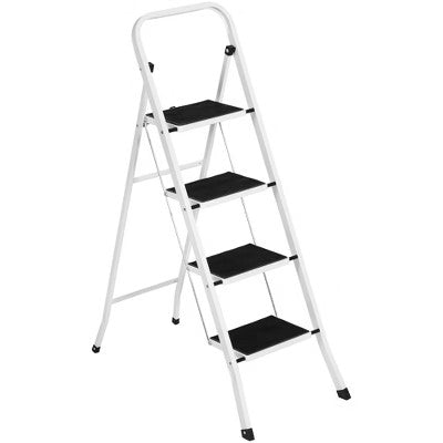 Best Choice Products 4-Step Portable Folding Steel Ladder w/ Hand Rail, Wide Platform Steps, 330lbs Capacity - L106