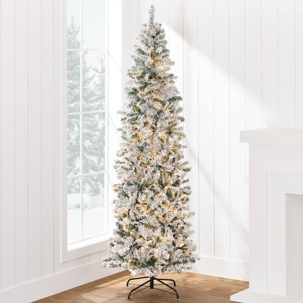 7.5 ft. Pre-Lit Incandescent Flocked Artificial Christmas Tree with 350 Warm White Lights - 241