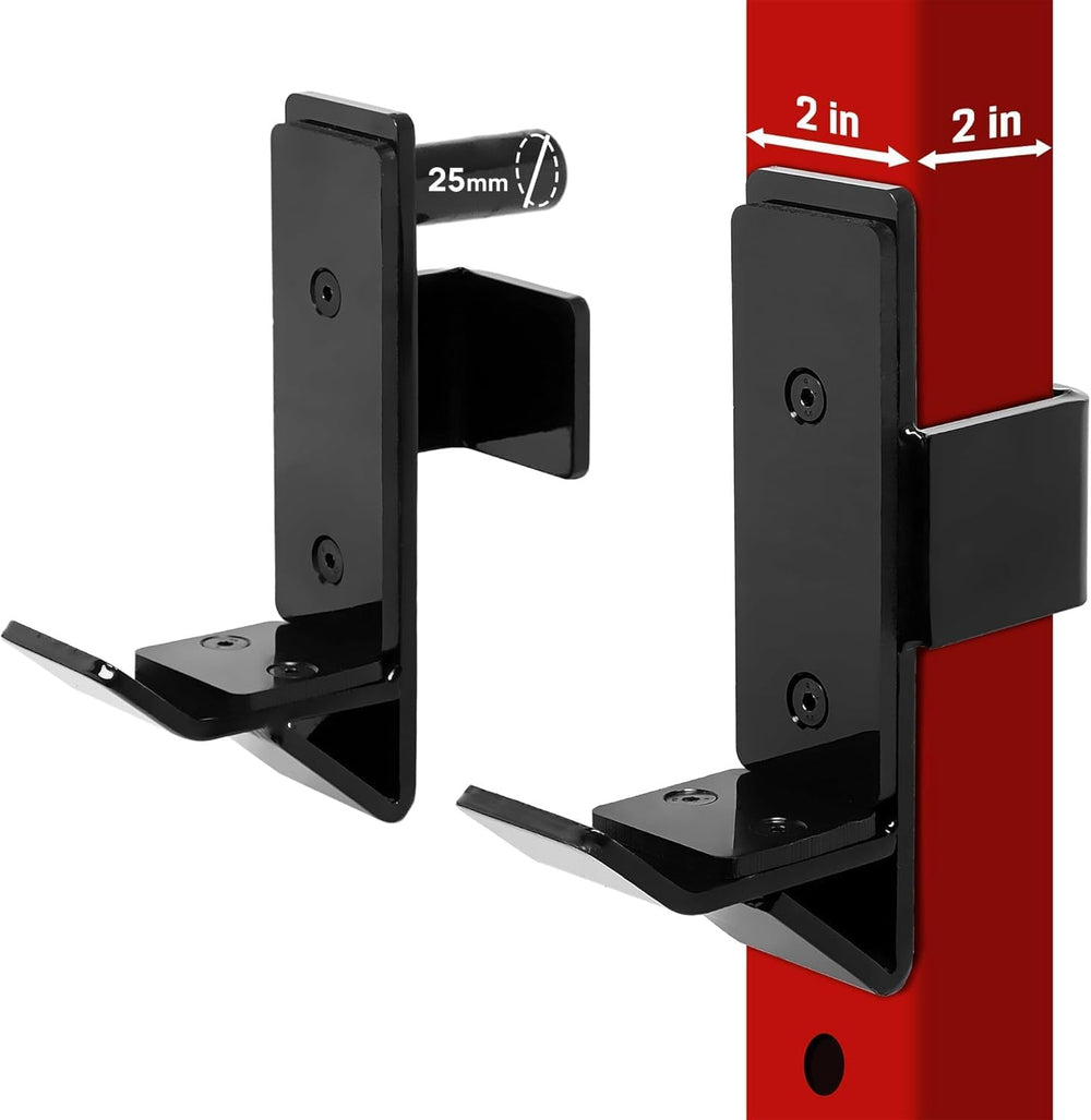 Yes4All Power Rack J-Hooks & Attachments   Heavy Duty Barbell Holders Compatible with 2x2 & 3x3 Power Racks for Home Gym 1340