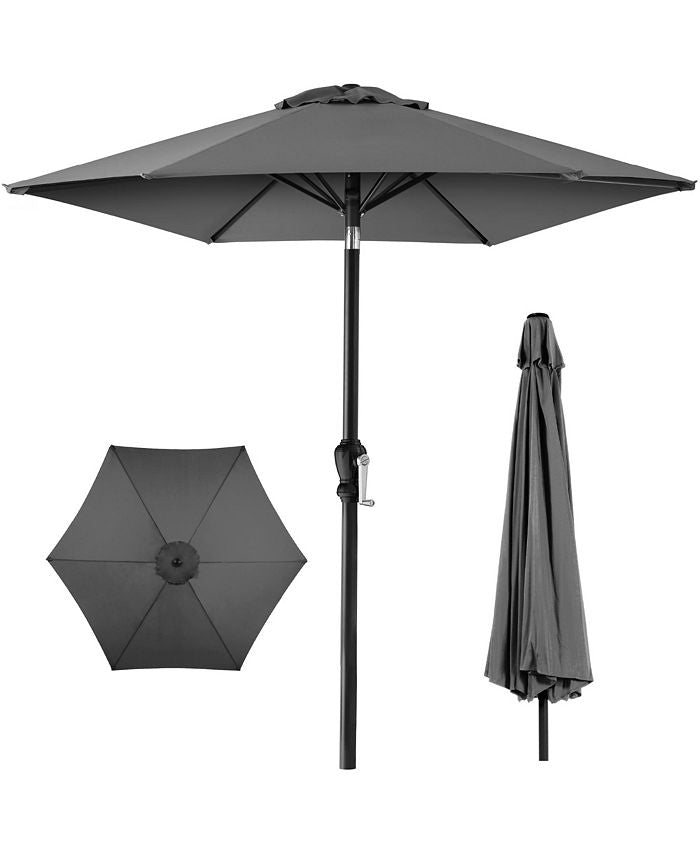 Best Choice Products 10ft Outdoor Steel Market Patio Umbrella w/ Crank, Tilt Push Button, 6 Ribs - Gray - No Size - F2 - 104
