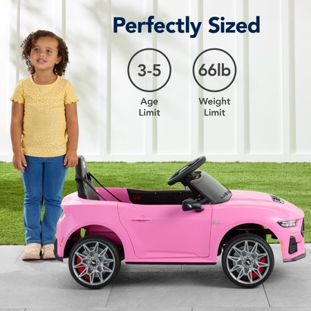 Best Choice Products Kids 12V Electric Ride-On Car Officially Licensed Ford Mustang w/ Remote, LED Lights - Pink - D6 - 1455