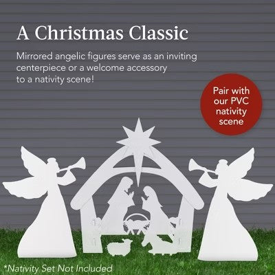 Best Choice Products 3ft Set of 2 Christmas Angel Yard Decorations w/ Weather-Resistant PVC, 4 Stakes - H9 - 1152