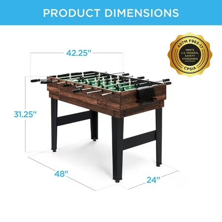 Best Choice Products 2x4ft 10-in-1 Combo Game Table Set w/ Hockey, Foosball, Pool, Shuffleboard, Ping Pong - Dark Wood - D3 - 1419