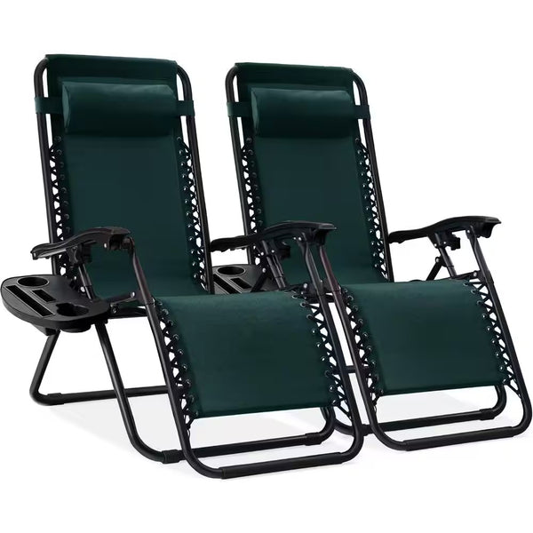 Best Choice Products Forest Green Zero Gravity Reclining Lawn Chair with Cup Holders (2-Pack) - D8 - 587 -M2-1545