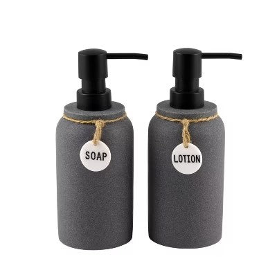 2pc Eton Lotion Pump Set Dark Gray - Allure Home Creations: Resin & Plastic, Hand Wash, 12.68oz Capacity - F12 - 293