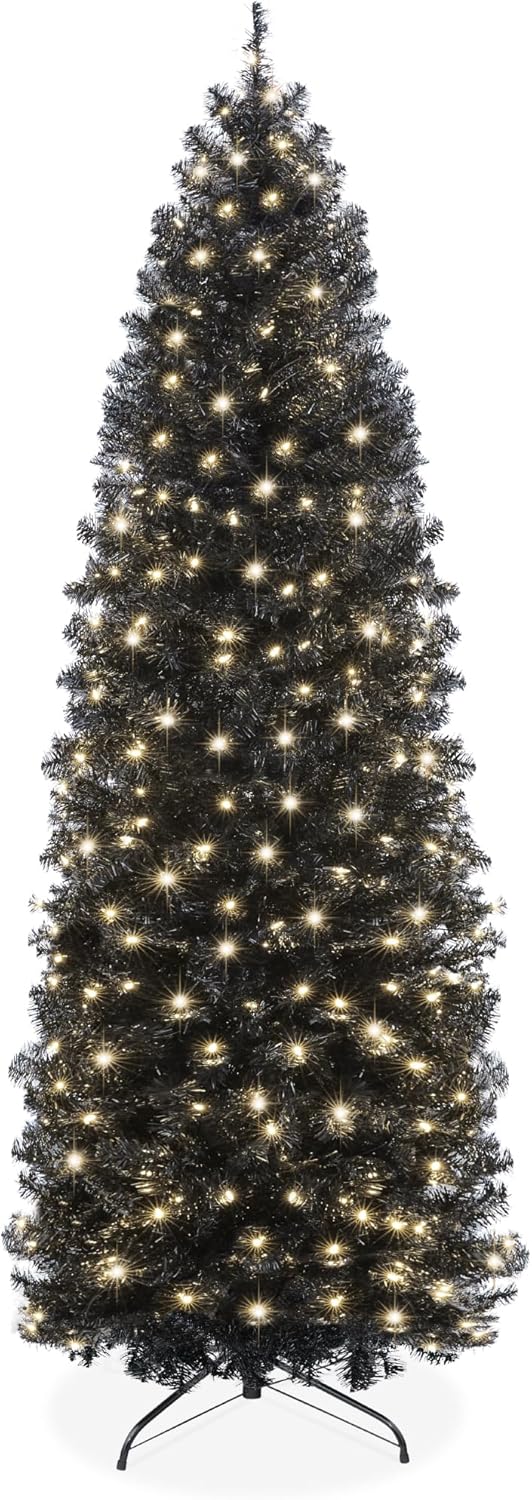 Best Choice 12ft Slim Black Pre-Lit Christmas Tree — F104