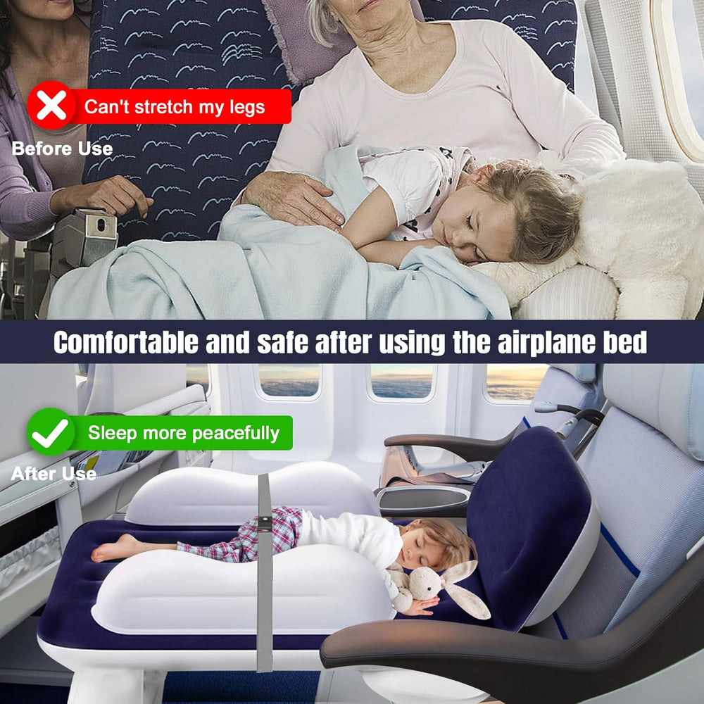Lit d'avion gonflable pour tout-petit, lit de voyage pour enfants, extension de si ge d'avion, matelas gonflable pour b b  avec c t s, ceinture de s curit , pompe manuelle et sac 1415