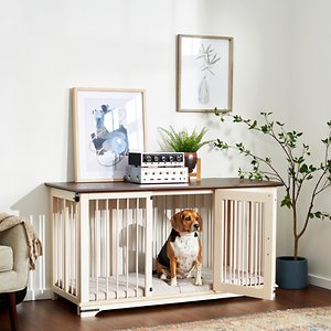 Frisco Broadway Dog Crate Credenza & Mat Kit, Antique White, 65 X 28.7 X 32 Inches - D5 - 426