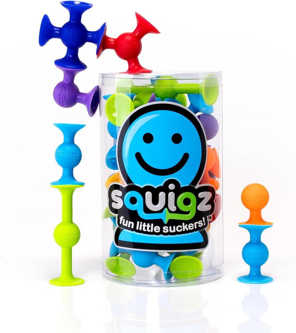 Fat Brain Toys Squigz Starter Set, 24 Piece Suction Bath Toys, Sensory Toys for Kids 3 and Up 1417