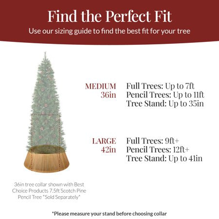 Best Choice Products 42in Wood Slatted Christmas Tree Collar - Natural - G2 - 1958