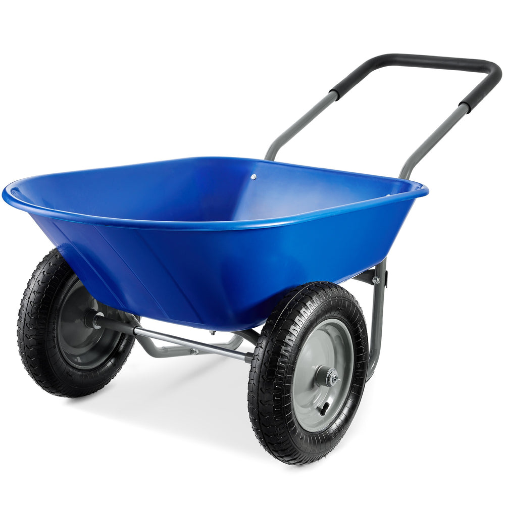 Dual-Wheel Wheelbarrow Garden Cart - Blue M46