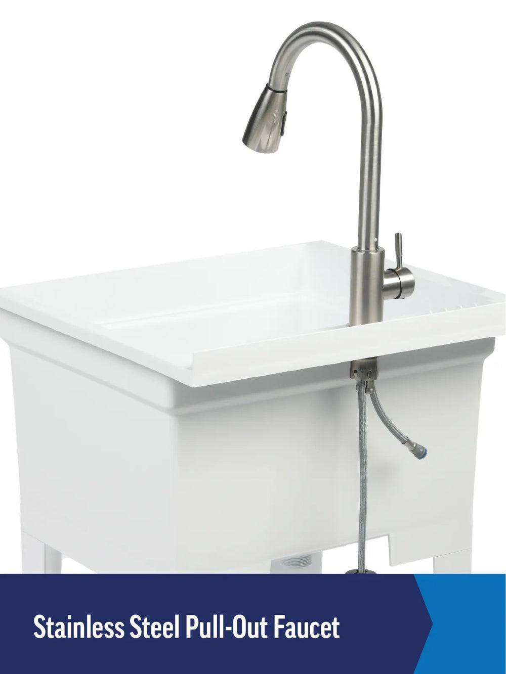 Project Source 24-in x 24-in 1-Basin White Freestanding Utility Tub with Drain and Faucet 904