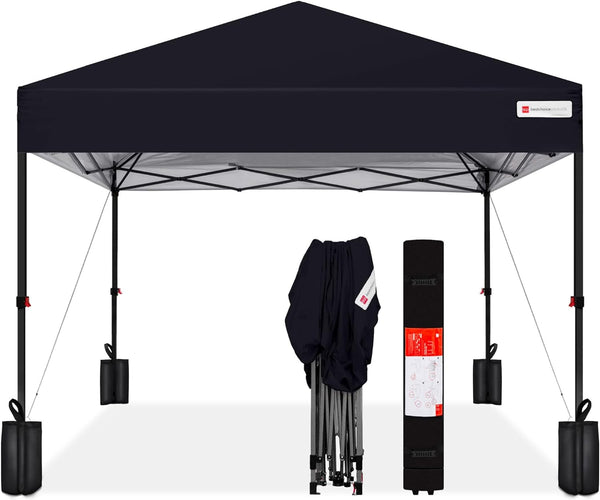 10x10ft 1-Person Pop-Up Canopy Tent w/ Case & Weight Bags — Black — H14