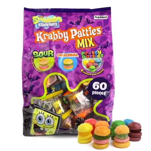 Krabby Patty Gummy Mix Bag Halloween Trick or Treat Candy 60 Count 19.05 Ounce Bag (Qty: 2) - C6