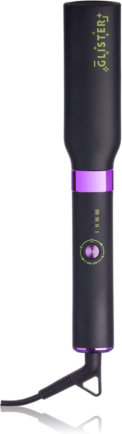 Glister Folding Hair Straightener Brush, Hair Brush for Hair Straightening, Volumizer, Fringe Curler, Hair Styling Comb with Adjustable Temperature - Black Berry Splash (Black) - J5-0238 -J5-0239 -A1-0430