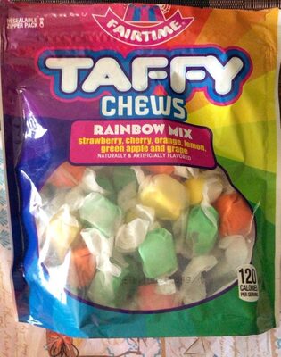 Fairtime Rainbow Mix Taffy Candy Assorted Flavors 11 Ounce Resealable Gusset Bag - QTY 3 - B73
