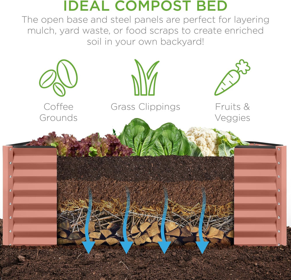 Best Choice Products 6x3x2ft Outdoor Metal Raised Garden Bed, Deep Root Box Planter for Vegetables, Flowers, Herbs, 269 Gallon Capacity, 100% Non Toxic Materials - Terracotta - H2 - 1995