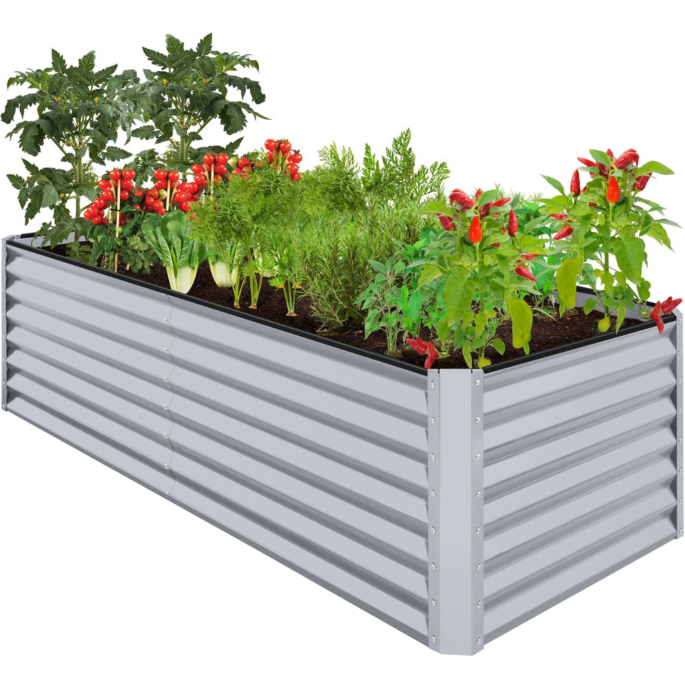 8x4x2ft Outdoor Metal Raised Garden Bed Planter Box for Vegetables Flowers - Moonlight Gray - 227