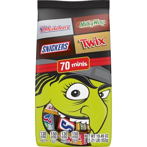 Mars Mixed Snickers Twix Milky Way & 3 Musketeers Minis Halloween Candy Assortment 70 Ct Bulk Bag - QTY 2 - B20