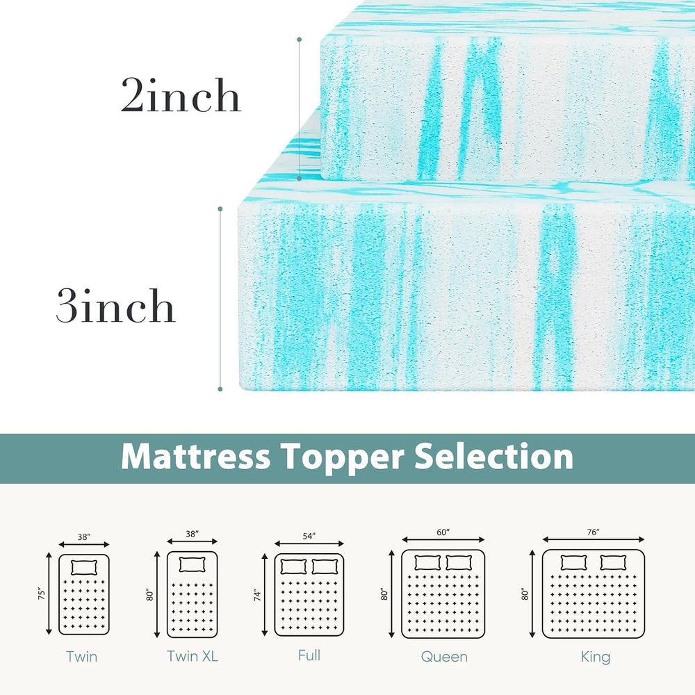 Memory Foam Mattress Topper Twin Size, 2 Inch 3 Inch Gel Infused, Bed Pad for Sofa, RV, Camper (3 Inch Full) - M4 - 588