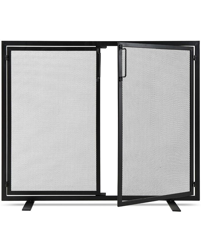 Best Choice Products 38.5x31in 2-Door Fireplace Screen, Handcrafted Wrought Iron Spark Guard w/ Magnetic Doors - Black - No Size - L95