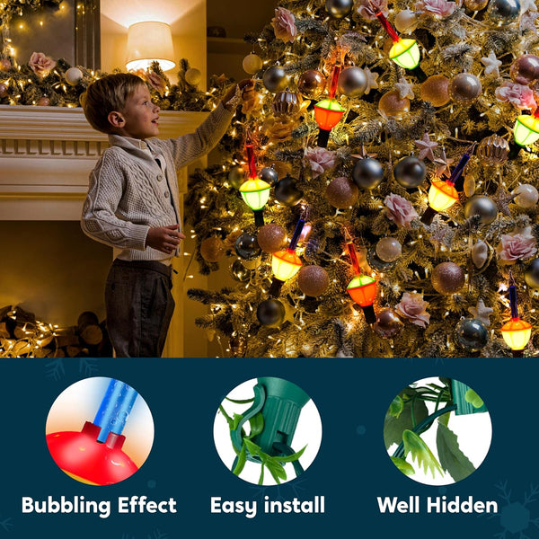 Joiedomi 2-Pack Christmas Bubble String Light - Traditional Bubbles Lights 14 Bulbs with 2 Spare Replacement, Old Fashion Vintage Holiday Decorations for Christmas Tree Fireplace Mantel (Multicolor) 1391