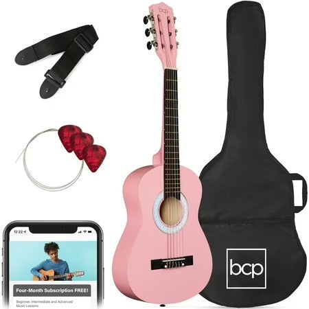 Best Choice Products Walmart Exclusive 30in Kids Acoustic Guitar Beginner Starter Kit w/ Strap, Case, Strings - Walmart Pink -J1-0323