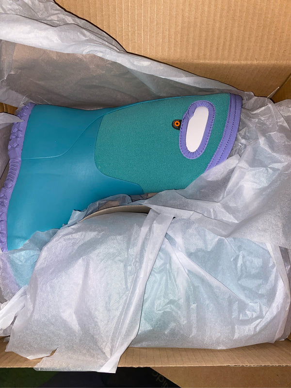Turquoise & Purple Durham Rain Boots - Girls Kids Size 3 - L9 - 148