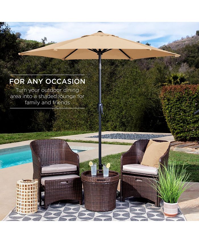 Best Choice Products 7.5ft Heavy-Duty Outdoor Market Patio Umbrella w/ Push Button Tilt, Easy Crank - Tan/Beige - L3 - 368