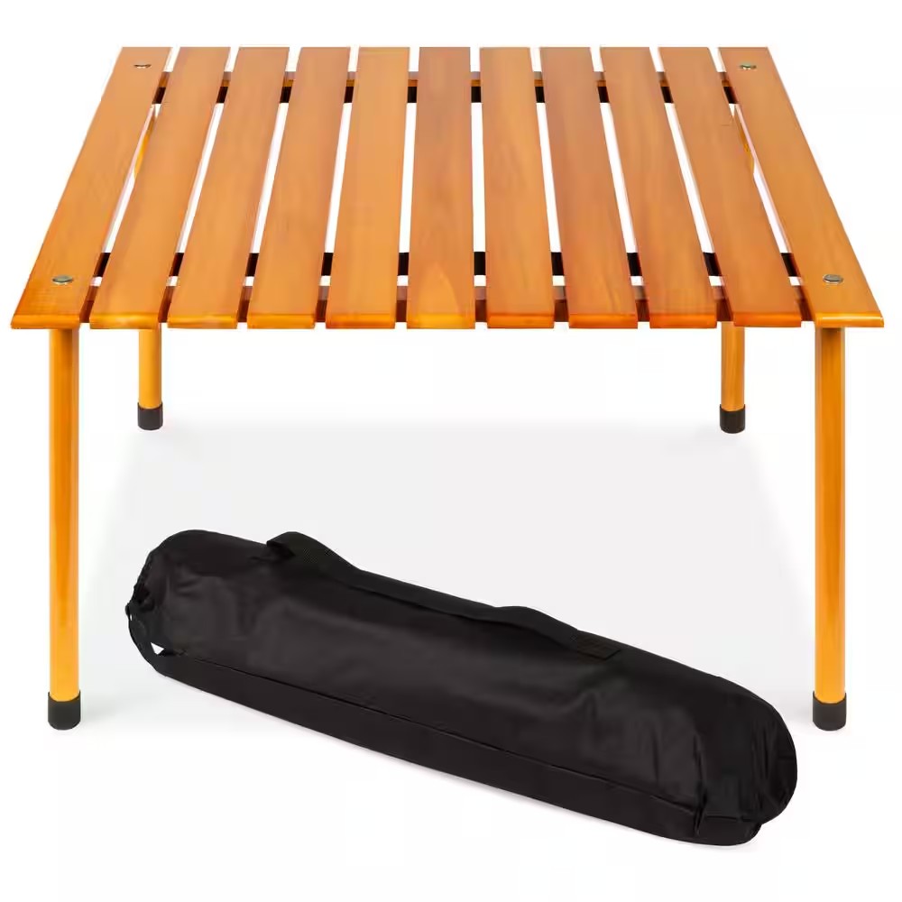 Foldable 28×28in Wood Picnic Table w/ Carry Case — F95