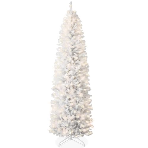 9 Ft. White Pine Pre-Lit Pencil Artificial Christmas Tree with 500 Incandescent Clear/White Lights 726