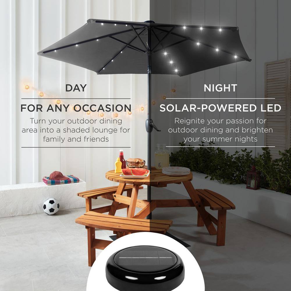 7.5 ft. Outdoor Market Solar Tilt Patio Umbrella w/LED Lights in Gray - L8 - 471