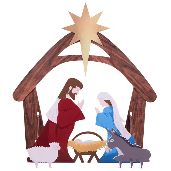 48 in. Christmas Outdoor Nativity Scene, Weather-Resistant Yard Decor - Multicolored - H5 - 1041