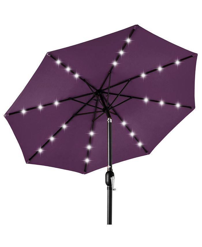 Best Choice Products 10ft Solar LED Lighted Patio Umbrella w/ Tilt Adjustment, UV-Resistant Fabric - Purple - 0 -J1-0328